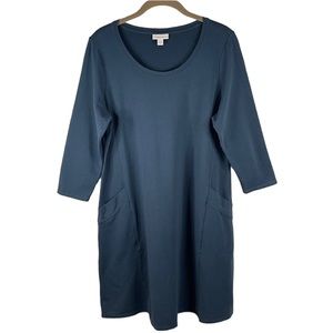 Pure Jill J. Jill Blue Scoop Neck A-Line Knit Swing Dress